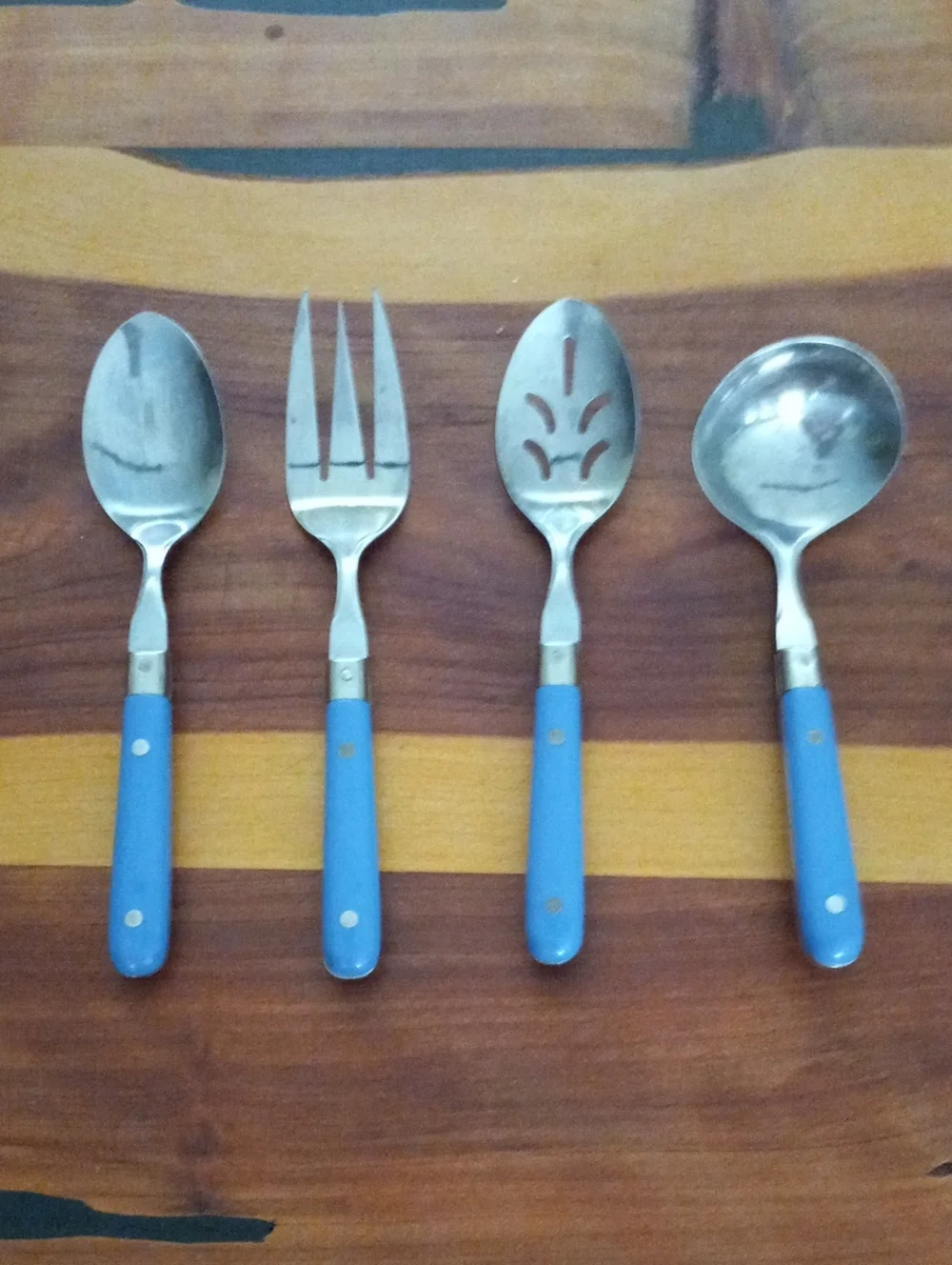 Vintage Washington Forge Mardi Gras Blue 4 Pc Hostess Serving Set MCM